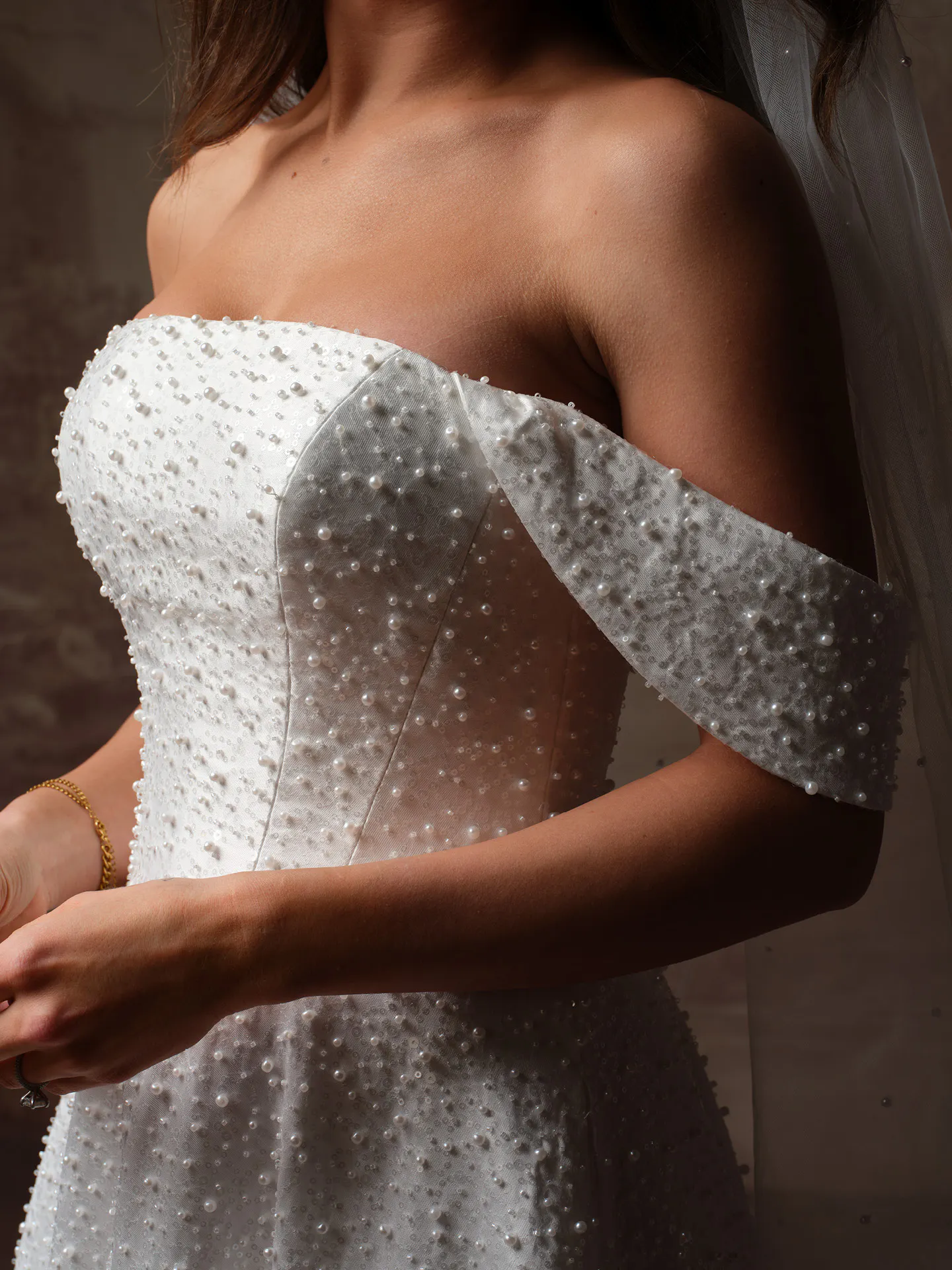 Maggie Sottero Elowyn detachable cap sleeves, front view.