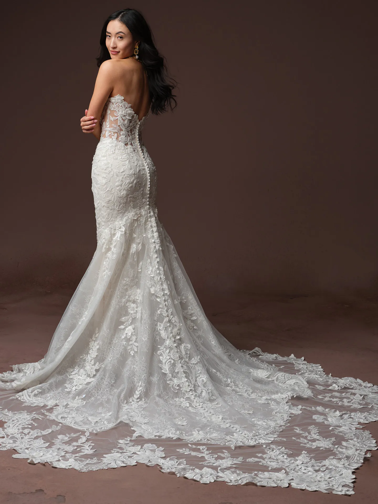 maggie sottero beaded bodice wedding dress Estelle 3-D Lace Basque Waist | fully beaded wedding dress