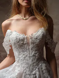 Chic beaded lace bridal cap-sleeves