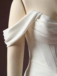 Sleek off-the-shoulder crepe cap-sleeves