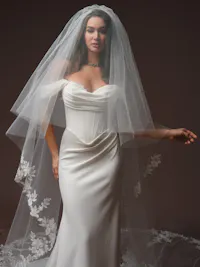 Luminous sequin lace blusher bridal veil