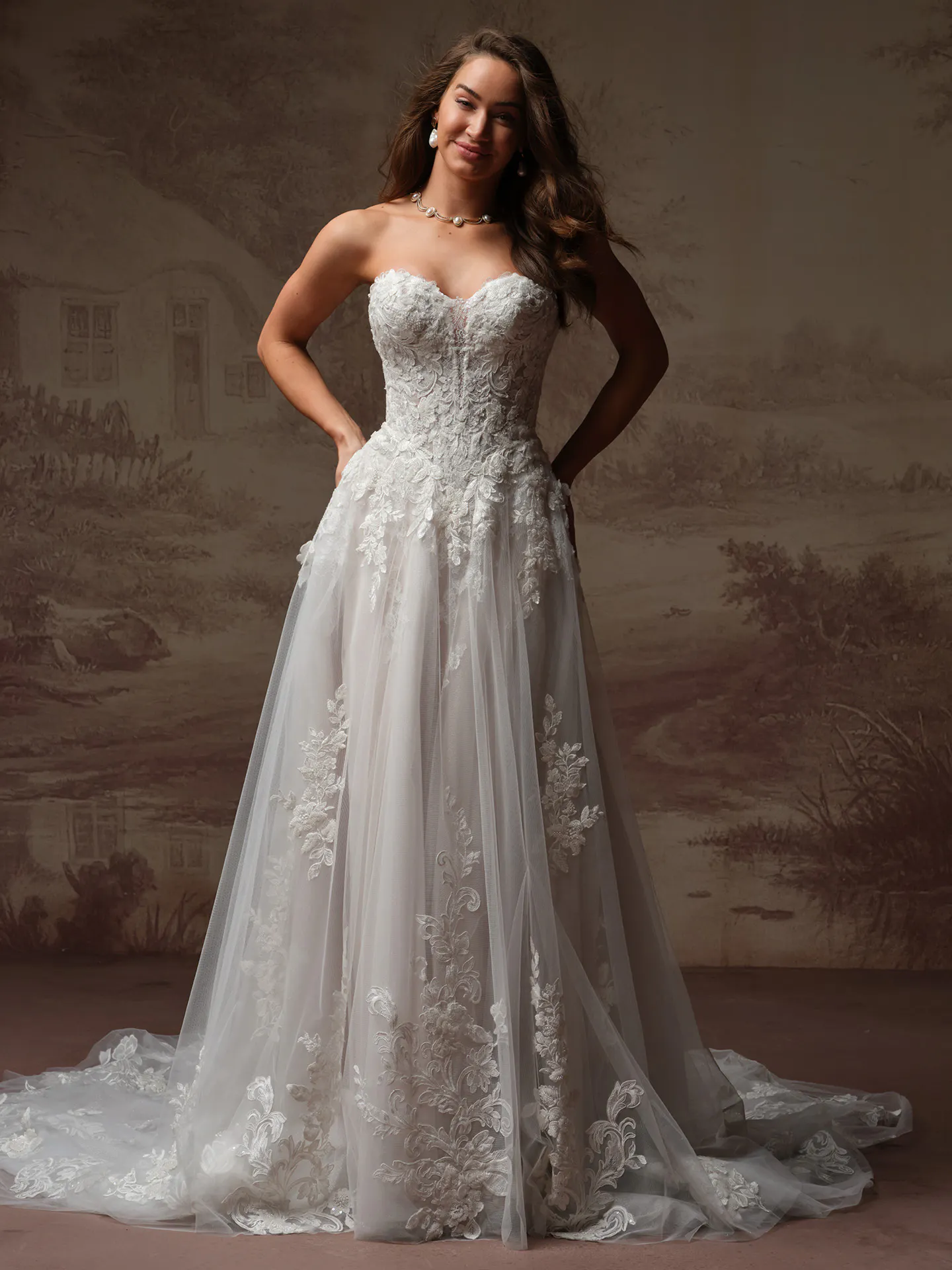 Kate Beaded 3-D Floral Lace A-Line Wedding Dress | Maggie Sottero