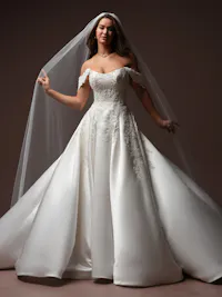 Timeless beaded sequin motif wedding veil
