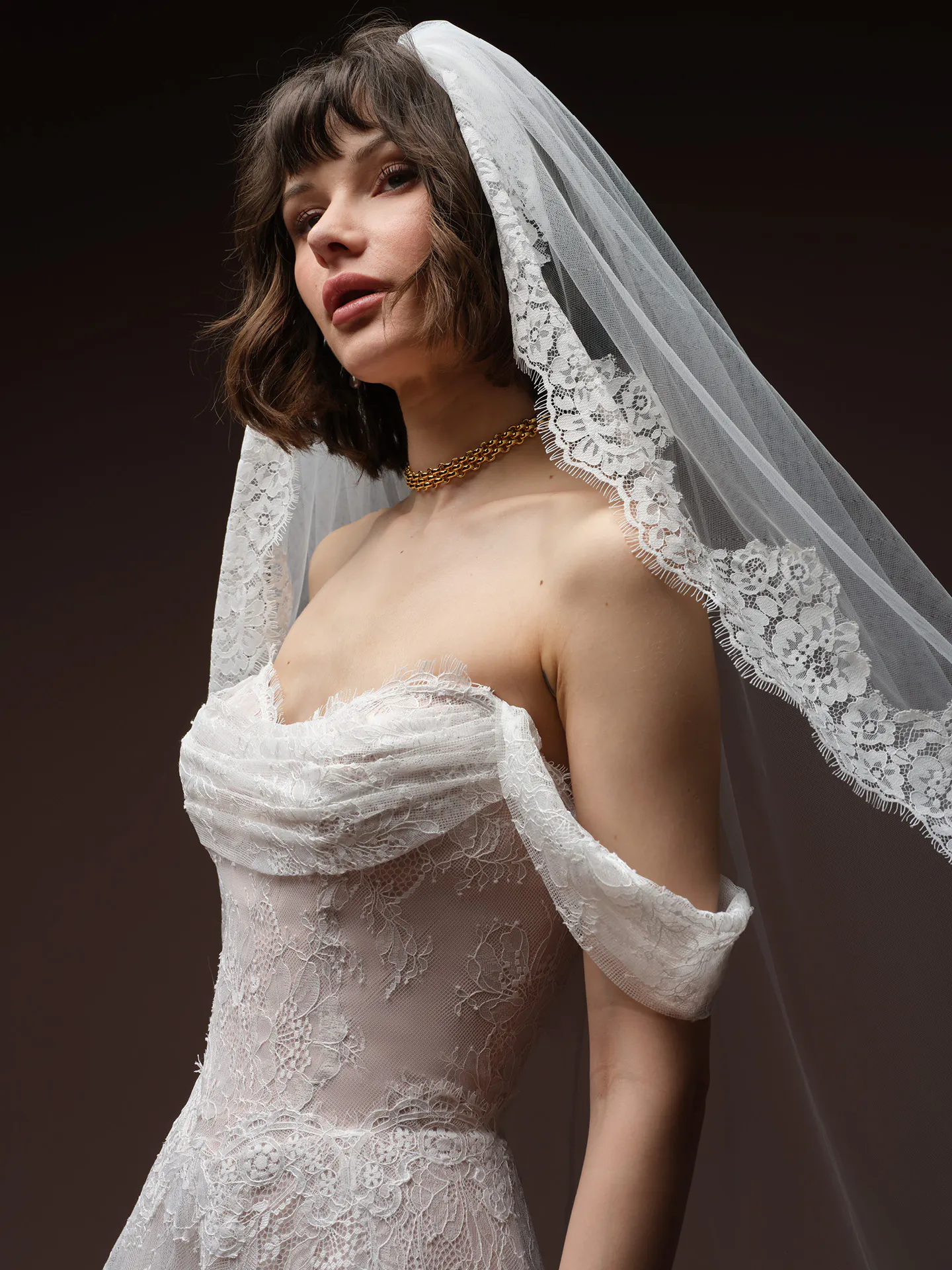 Maggie Sottero Maelle detachable cap sleeves, front view.