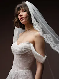 Timeless unembellished Chantilly lace bridal sleeves