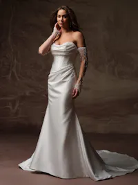 Elegant pearl beaded long bridal sleeves