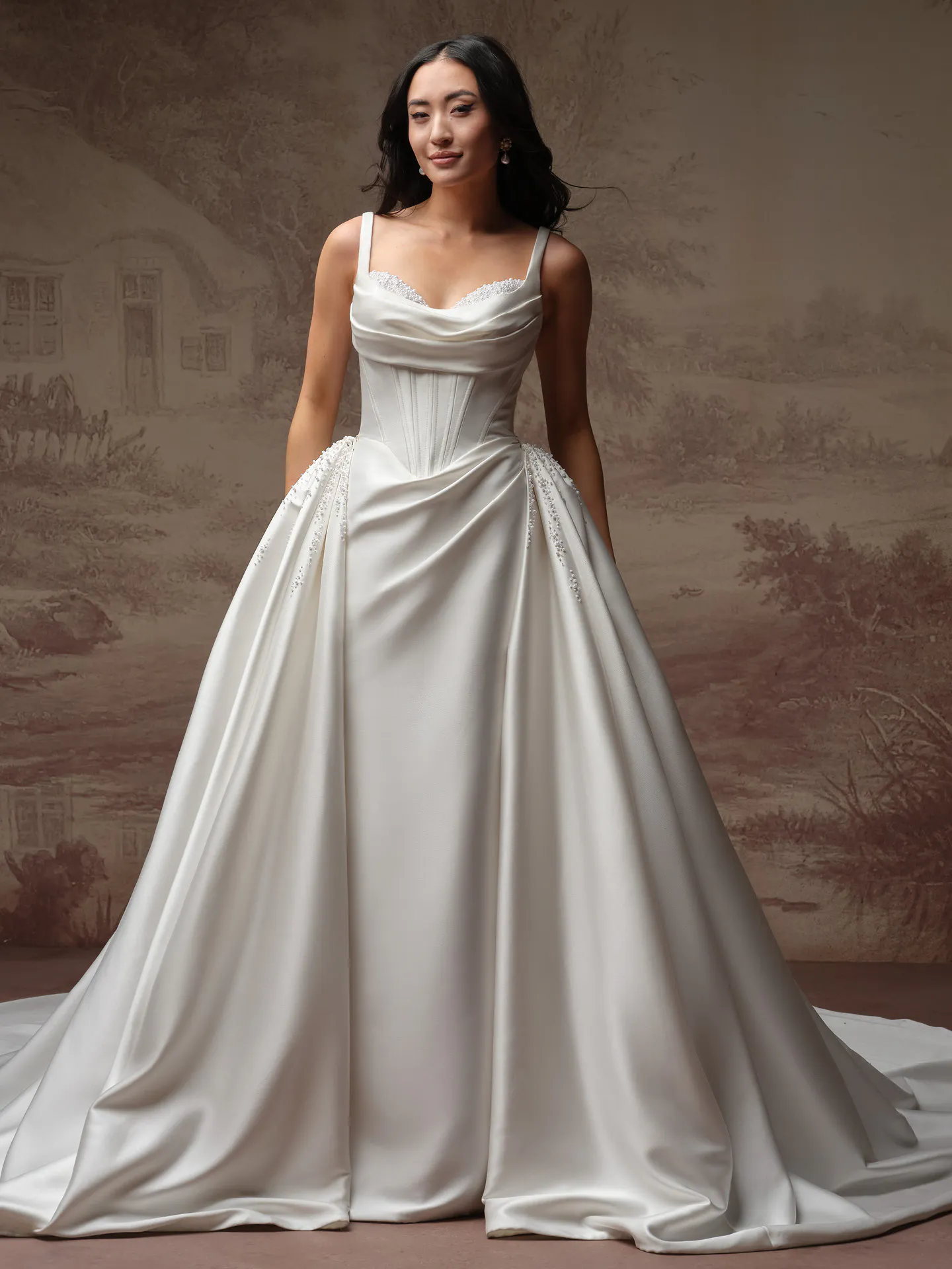 Maggie Sottero Melissa Royale detachable train, front view.