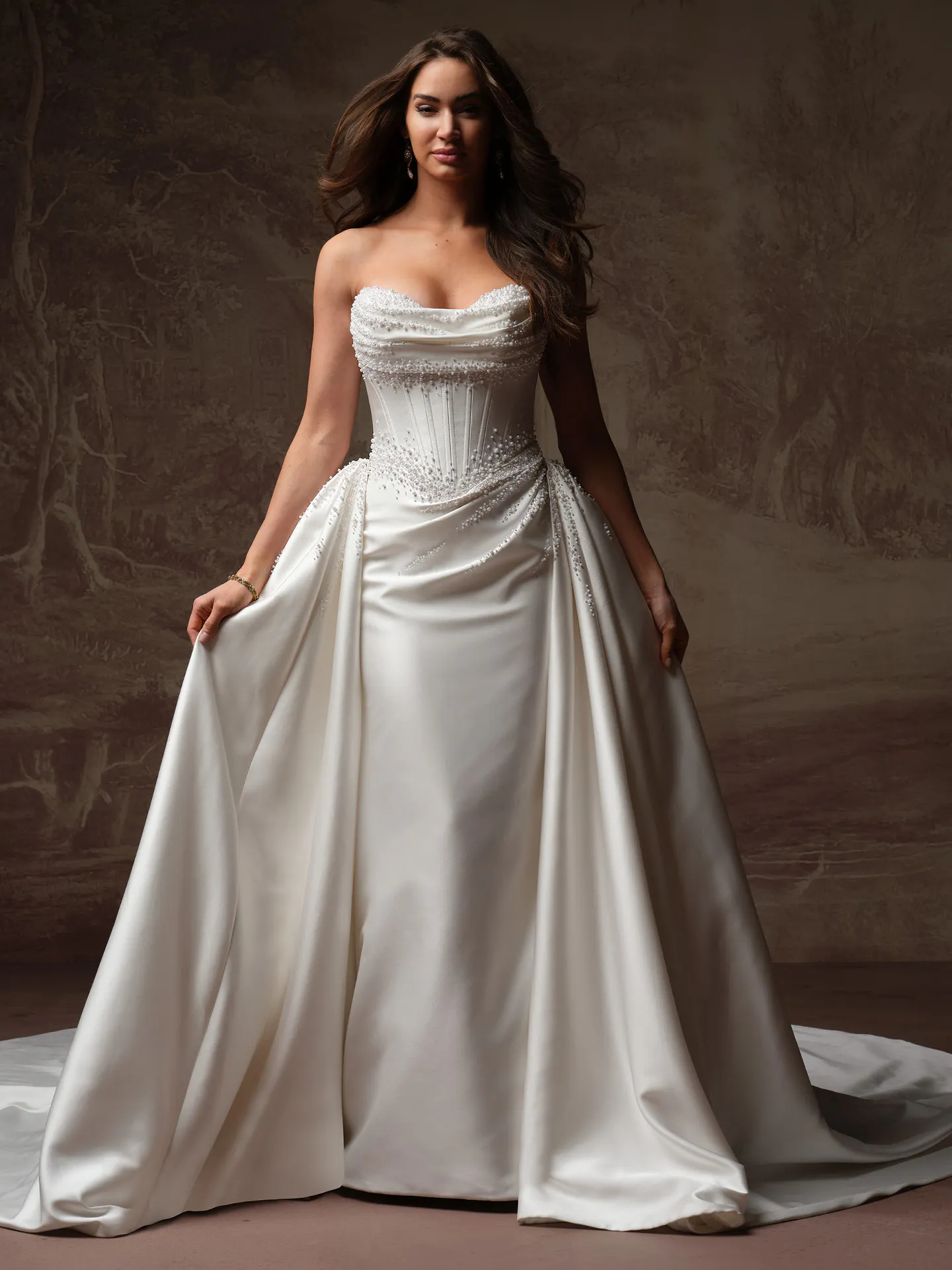 Maggie Sottero Melissa Royale detachable train, front view.