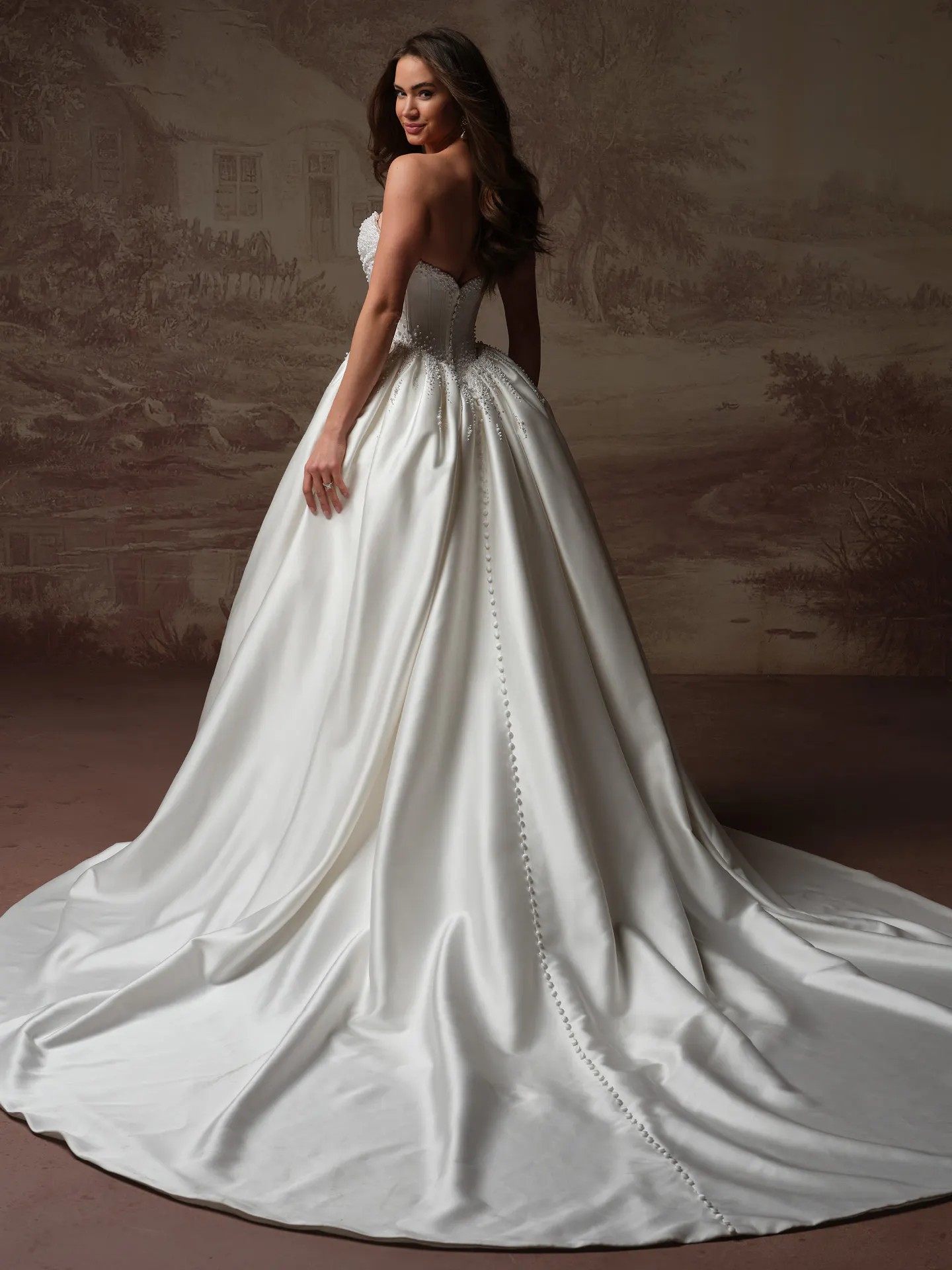 Maggie Sottero Melissa Royale detachable train, front view.