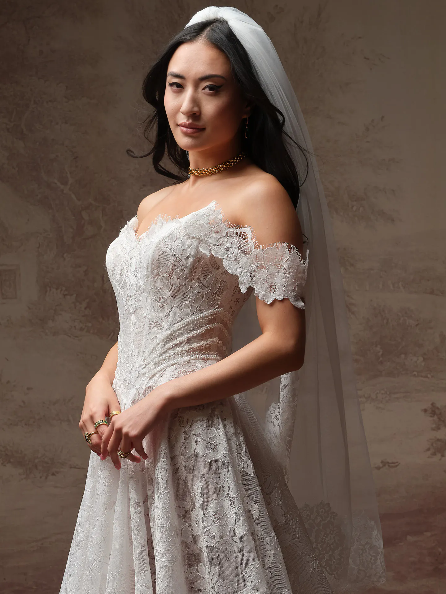 Maggie Sottero Mischa lace A-line front view.