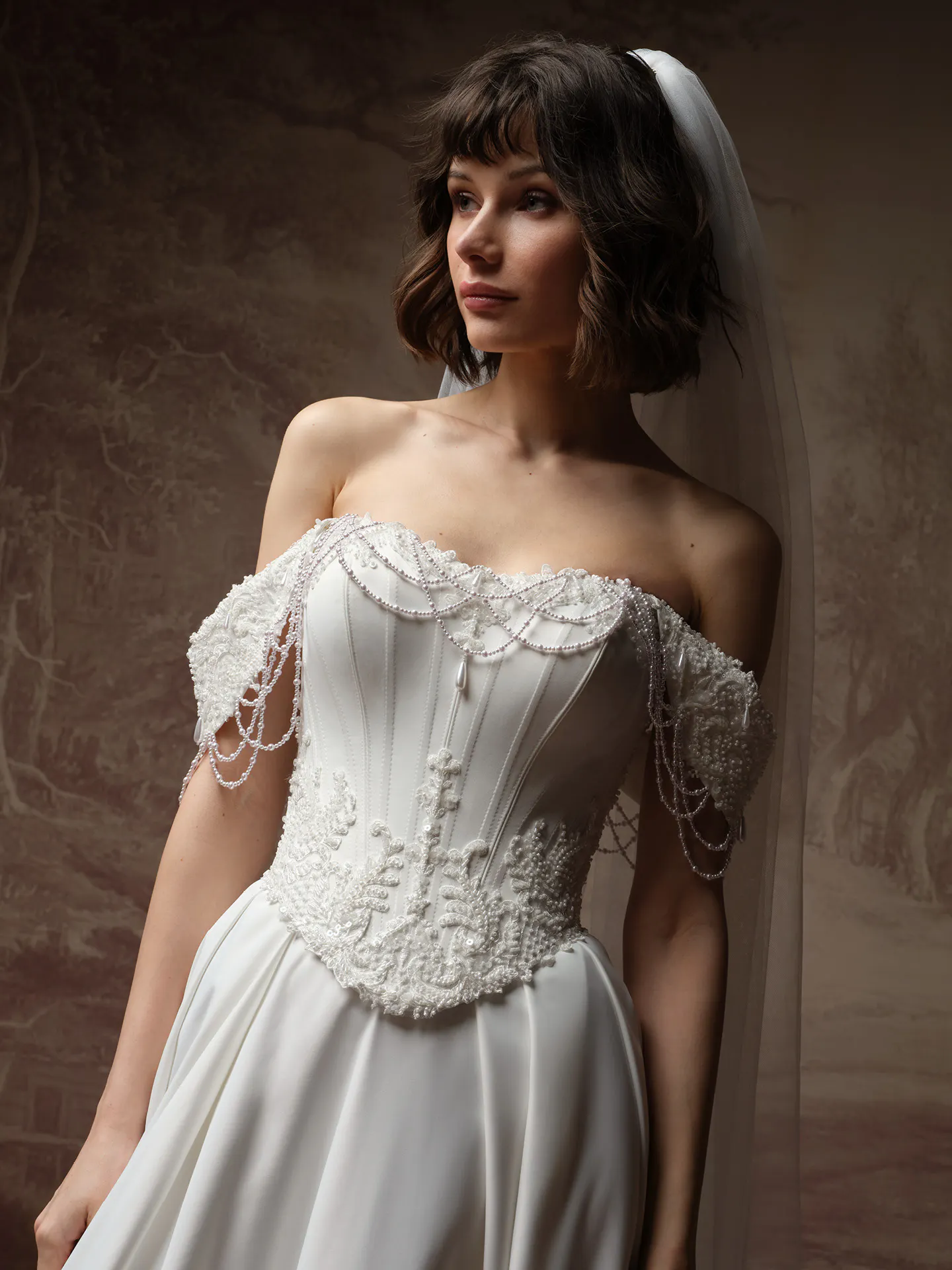 Maggie Sottero Seattle detachable cap sleeves, front view.