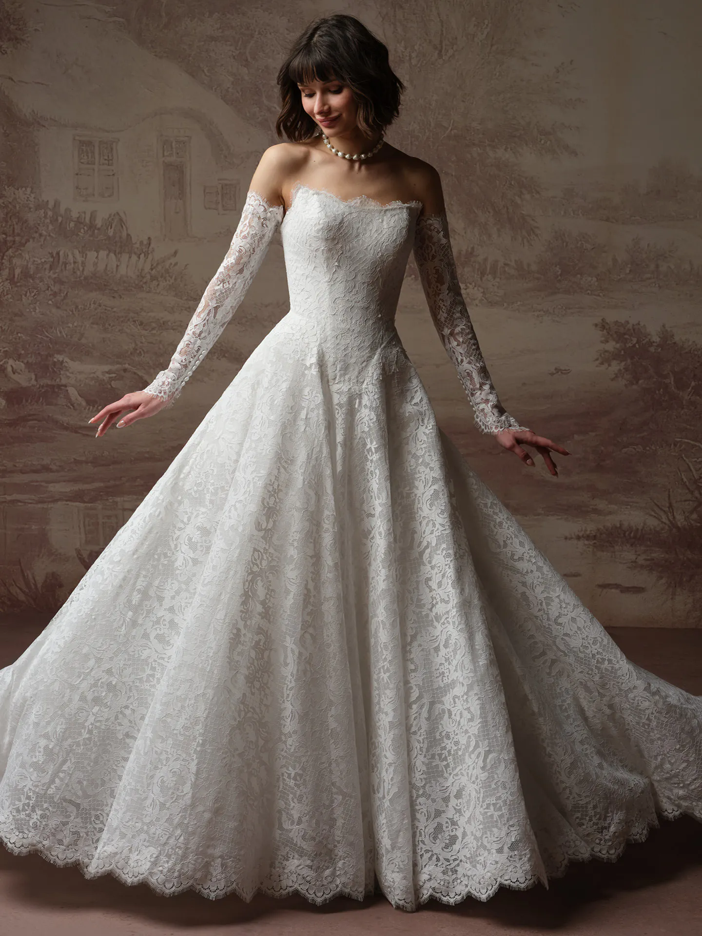 Maggie Sottero Serena lace ballgown front view.
