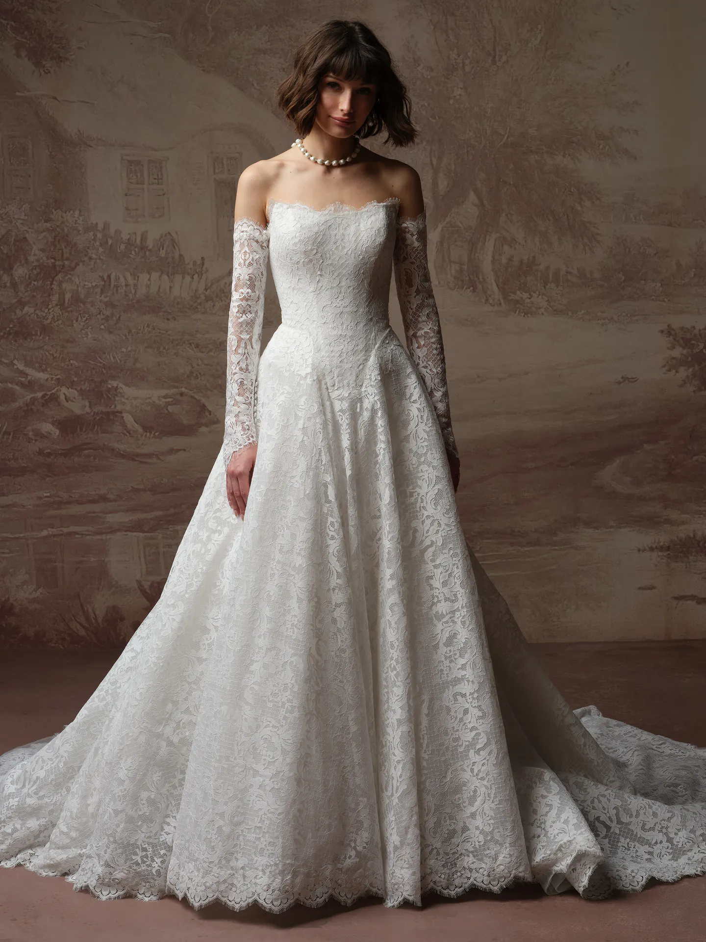 Serena Chantilly Lace Ballgown front view Maggie Sottero.