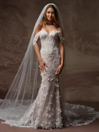 Chic beaded 3-D flower wedding dress sleeves