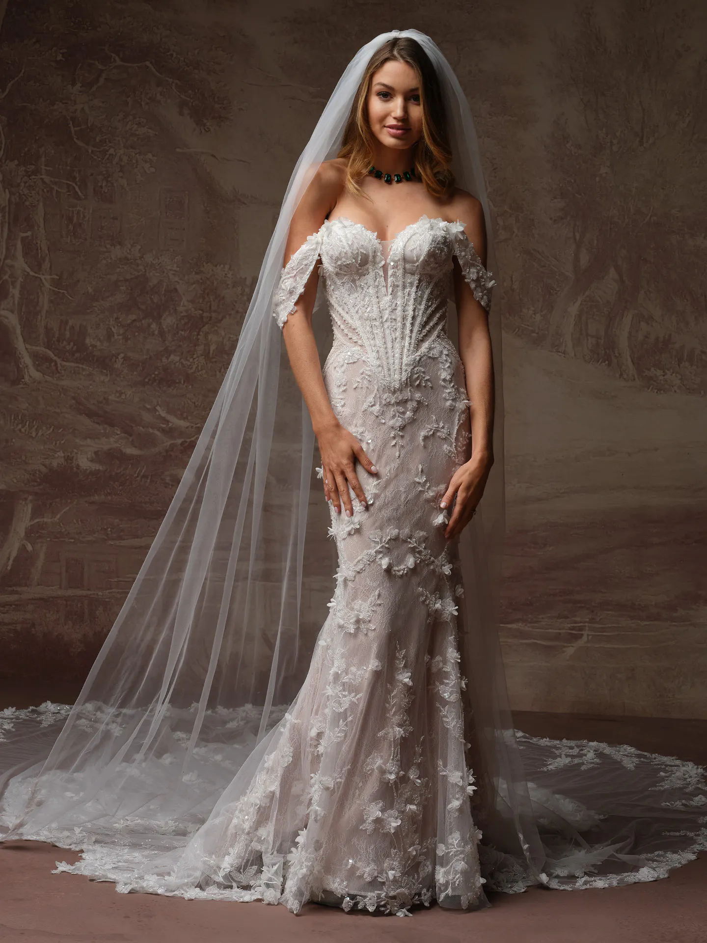 Maggie Sottero Stasia veil, front view.