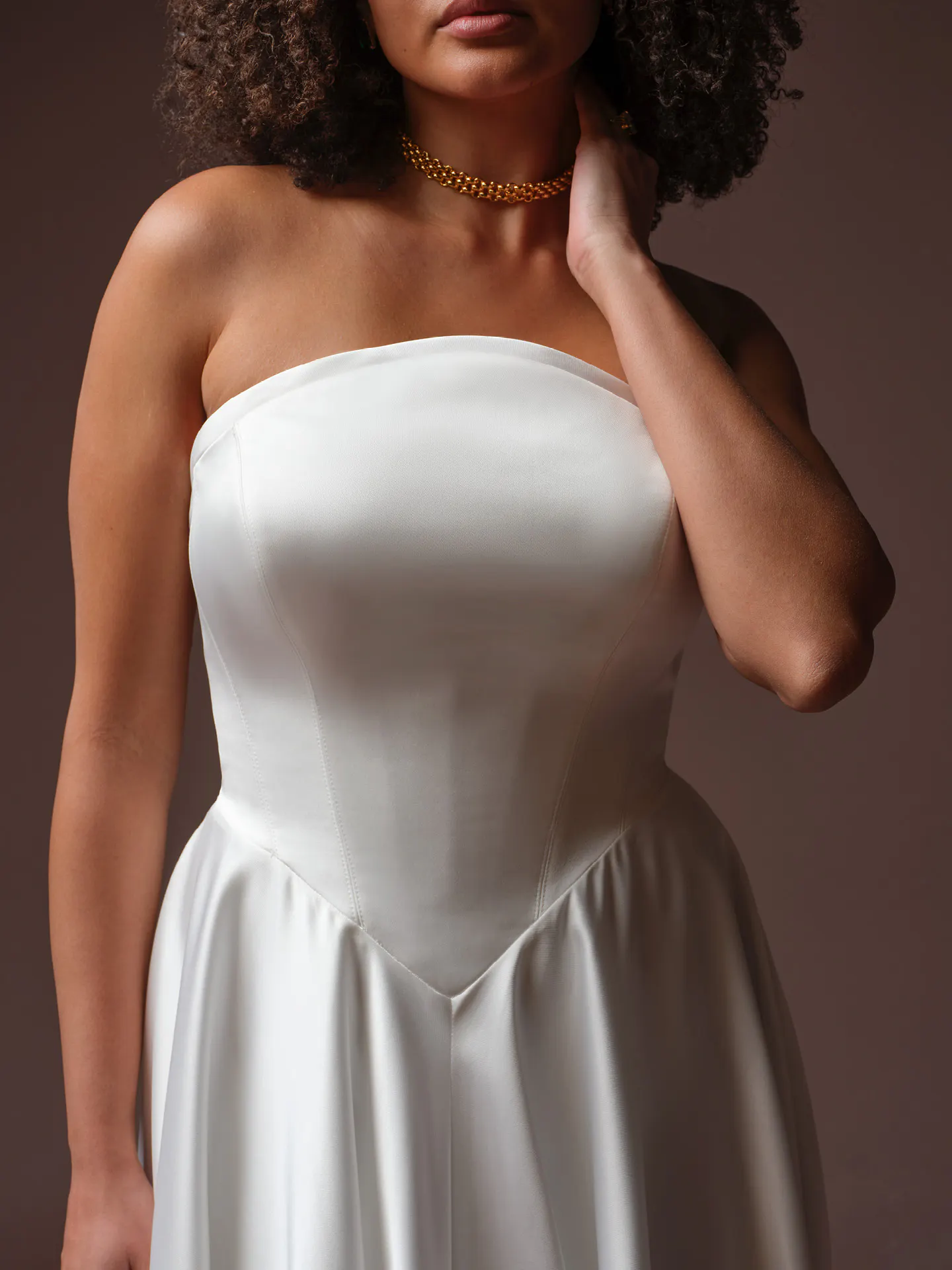 Maggie Sottero Tiffany basque waist A-line wedding dress front view.
