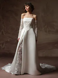Luminous beaded and sequin lace long bridal sleeves