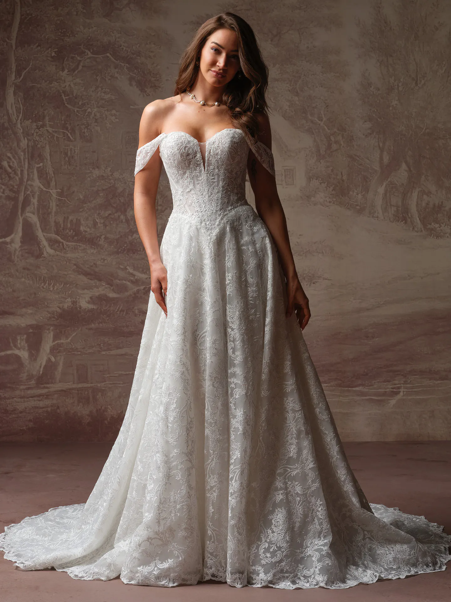 Maggie Sottero Zahia lace ballgown front view.