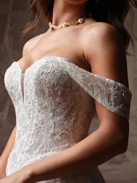 Classic illusion lace off-the-shoulder bridal sleeves