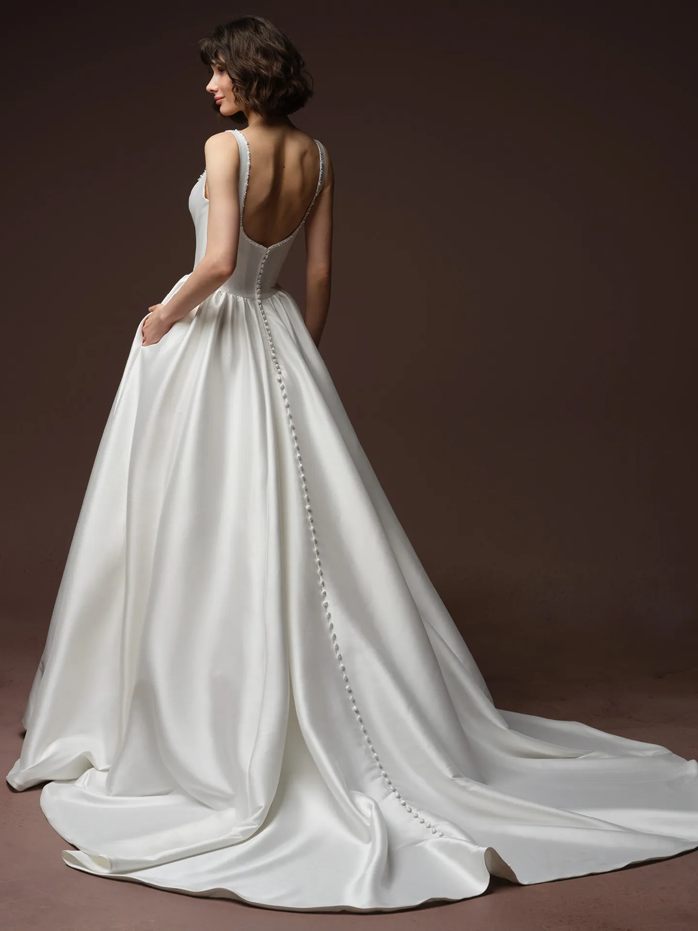 Zurielle ballgown back view with button detail, Maggie Sottero.