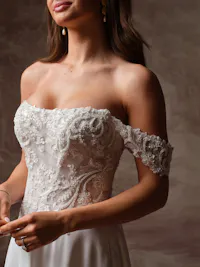 Intricate beaded lace wedding dress sleeves