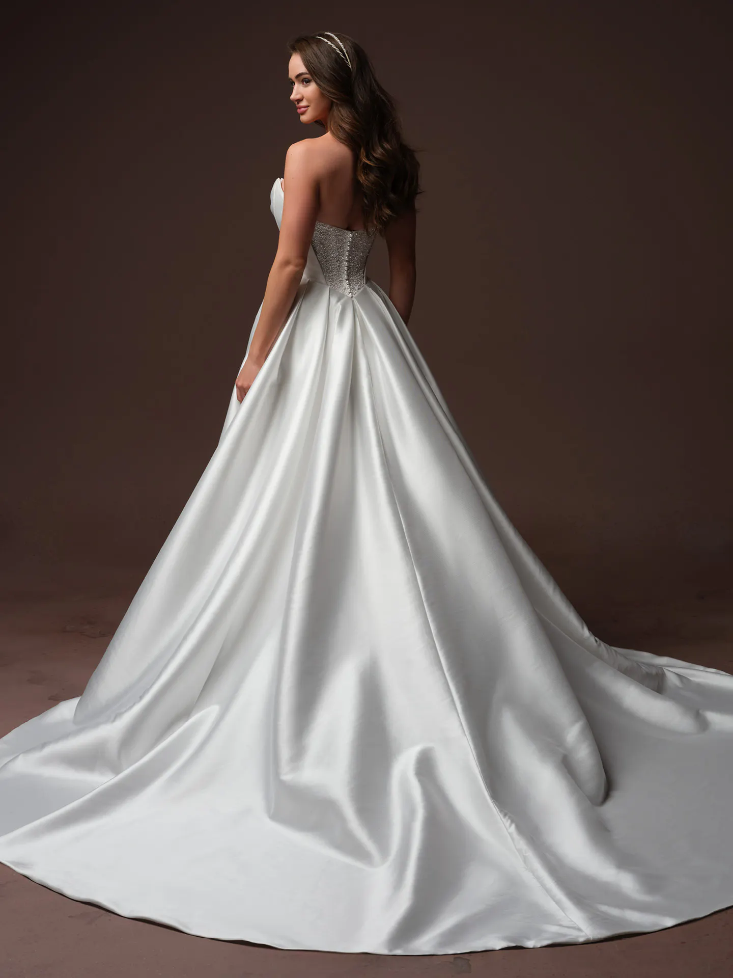 Rebecca Ingram Joanie, back view beaded ballgown wedding dress.