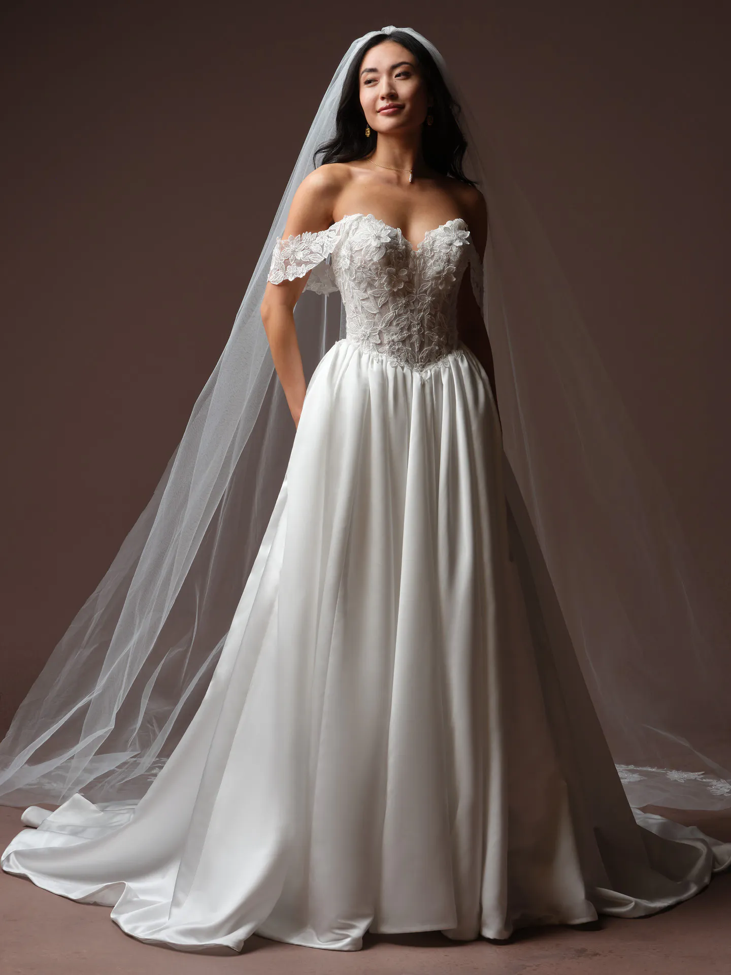 Rebecca Ingram Laurette, front view sequin lace bodice ballgown wedding dress.