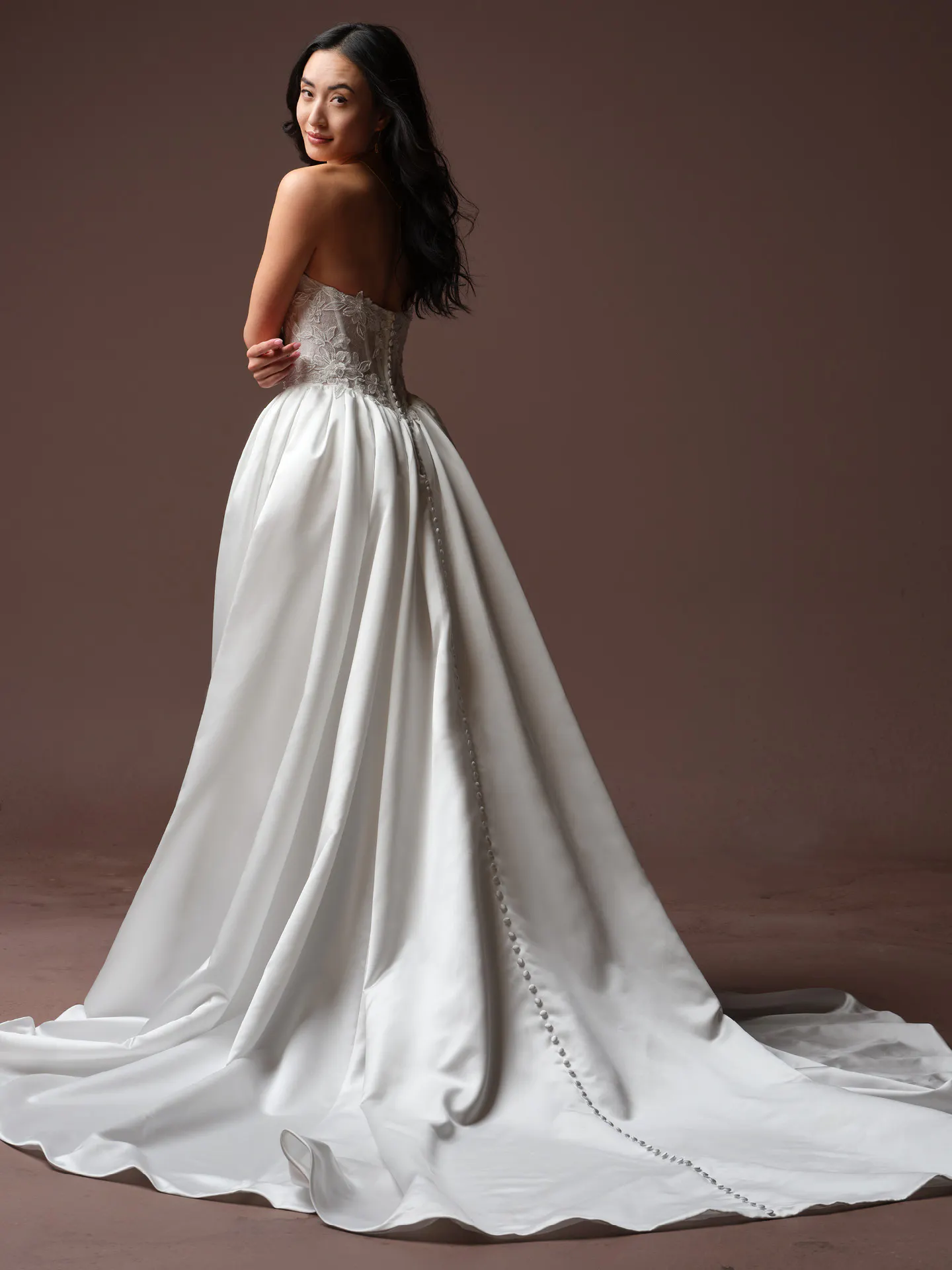 Rebecca Ingram Laurette, back view sequin lace bodice ballgown wedding dress.