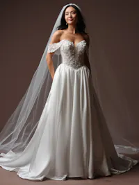 Ethereal beaded lace motif bridal veil