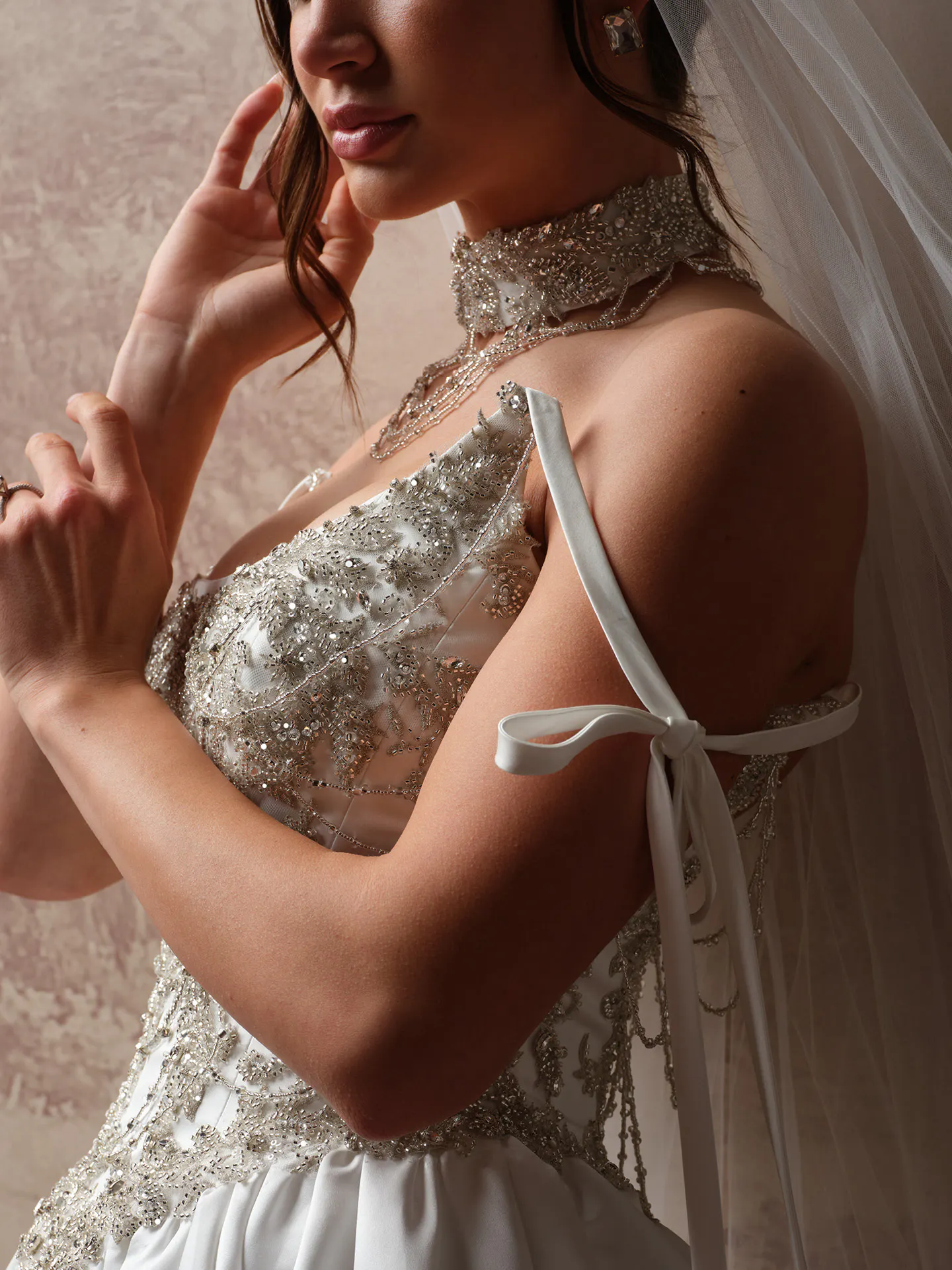 Sottero and Midgley Aelarion detachable choker, front view.