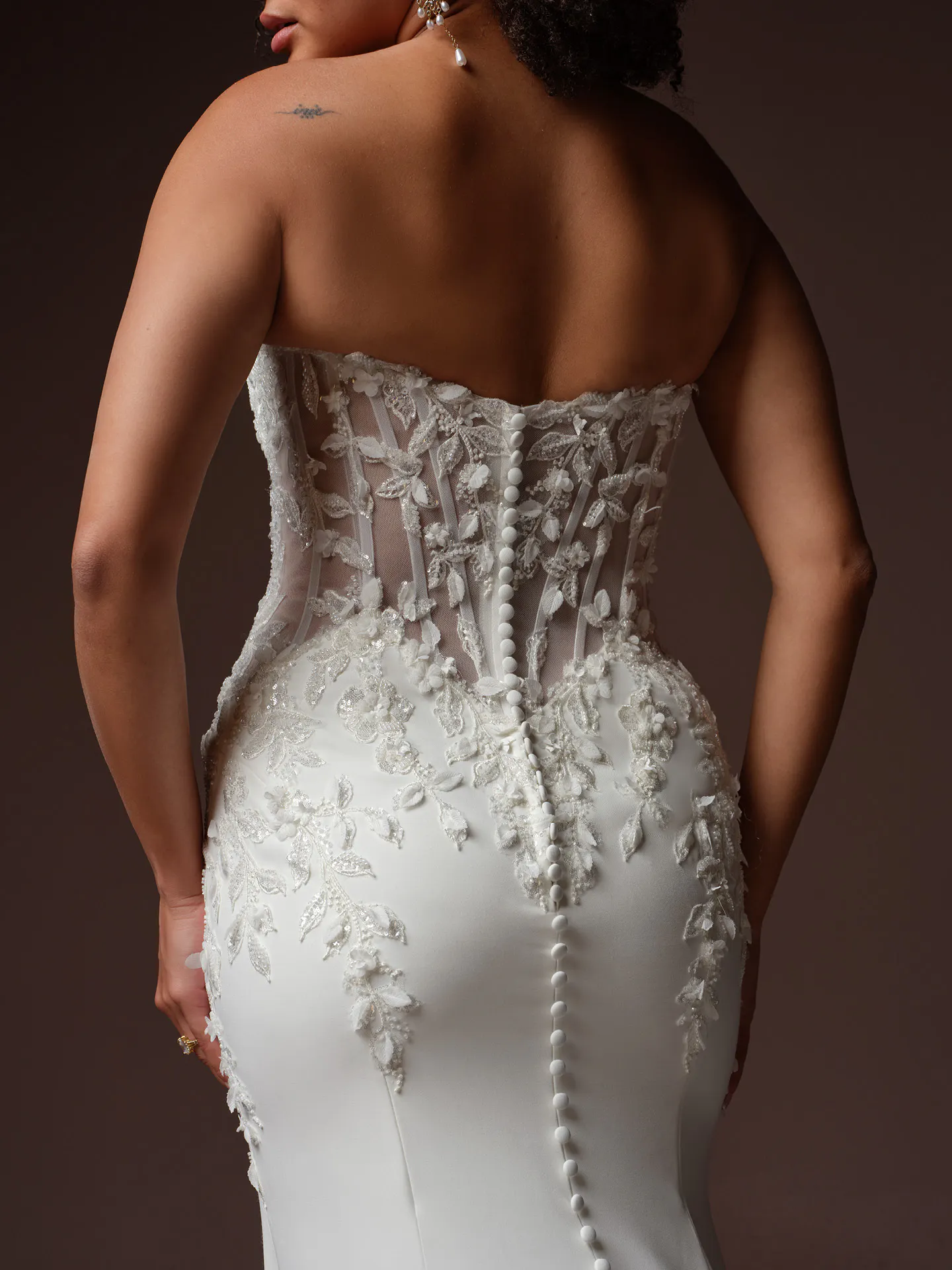 Sottero and Midgley Blair backless wedding dress back view.