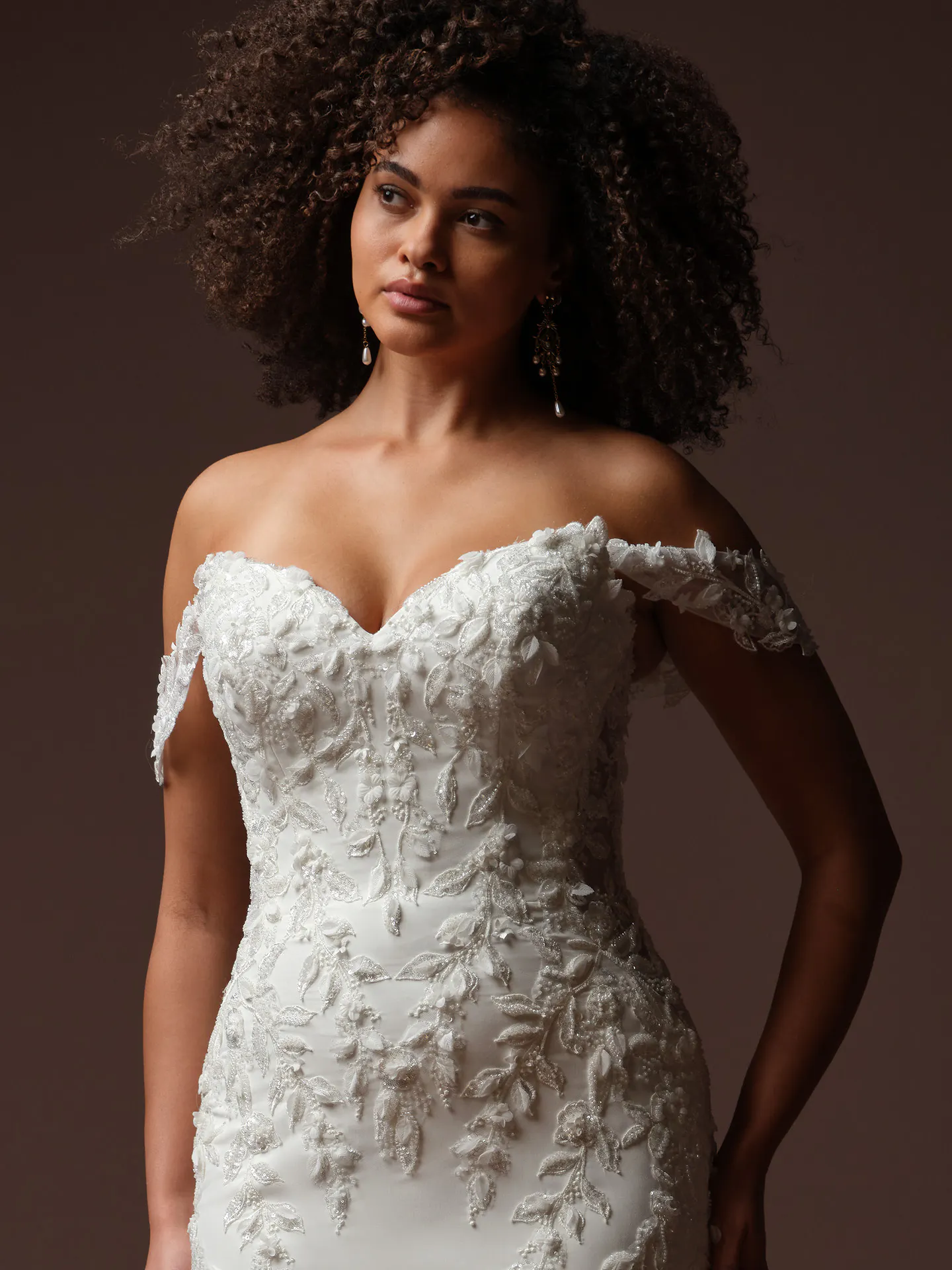 Sottero and Midgley Blair detachable cap sleeves, front view.