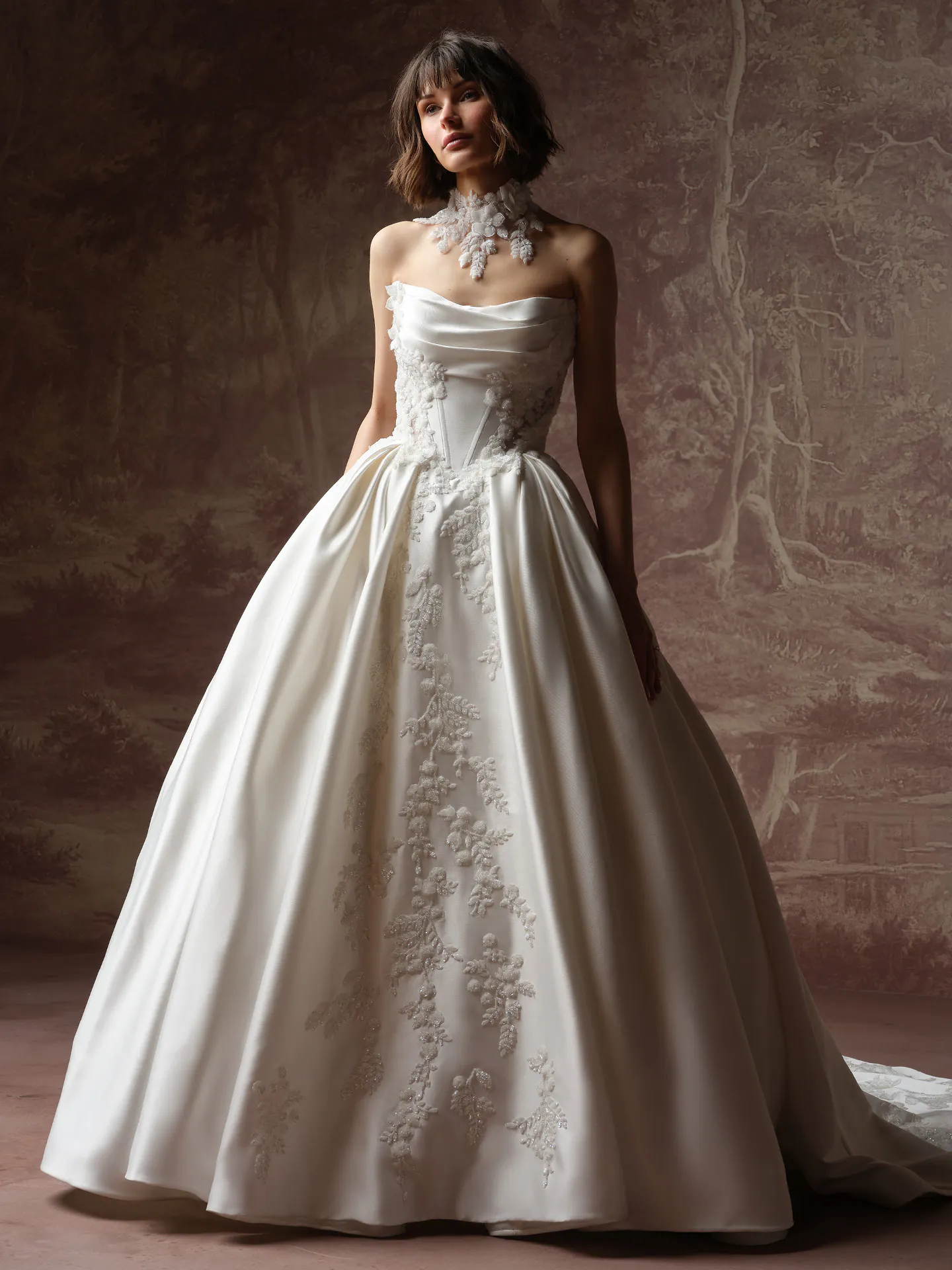 Sottero and Midgley Burke Lane front view beaded lace ballgown wedding dress.