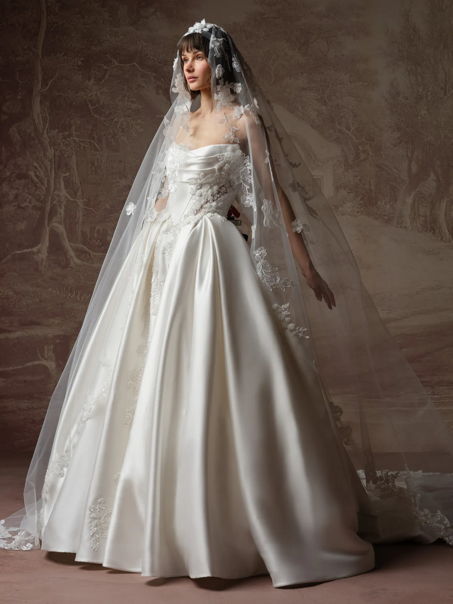 Sottero and Midgley Burke Lane front view, beaded lace ballgown wedding dress.