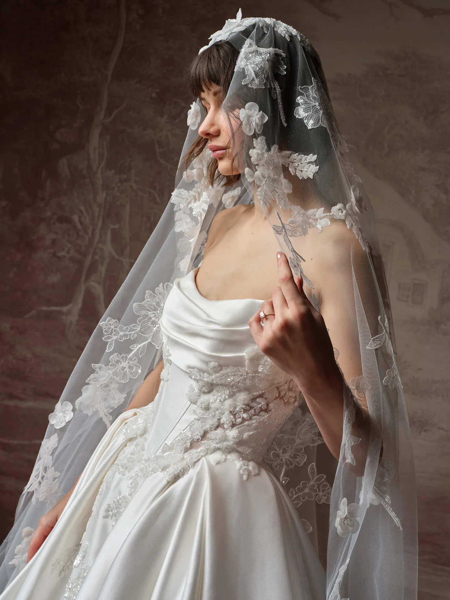 Sottero and Midgley Burke Lane lace ballgown side view.
