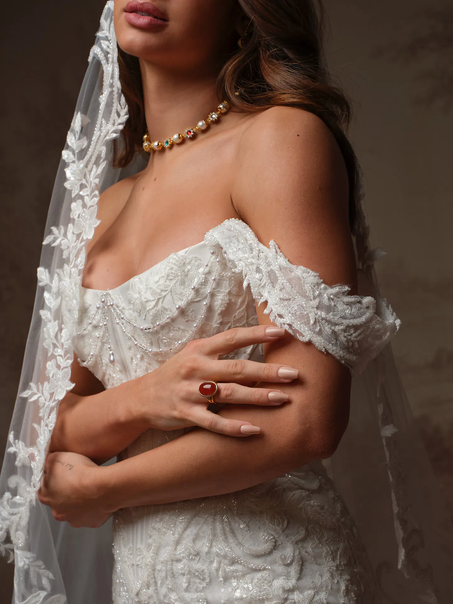 Sottero and Midgley Eirawen lace fit-and flare dress front view.