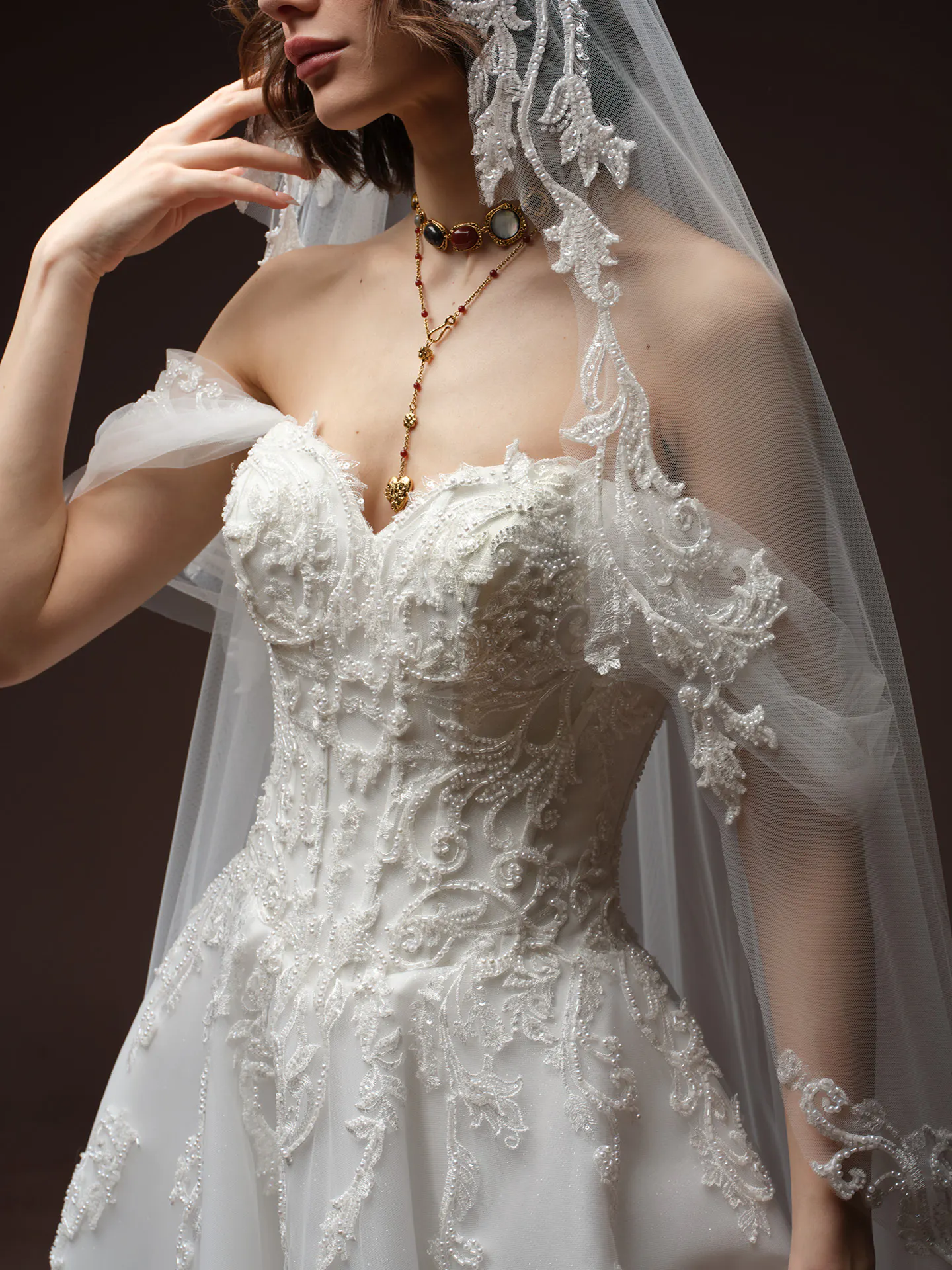 Sottero and Midgley Gwyneth glitter tulle ballgown,, side view, lace detail, bridal fashion.