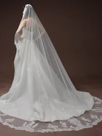 Divine beaded lace mantilla veil