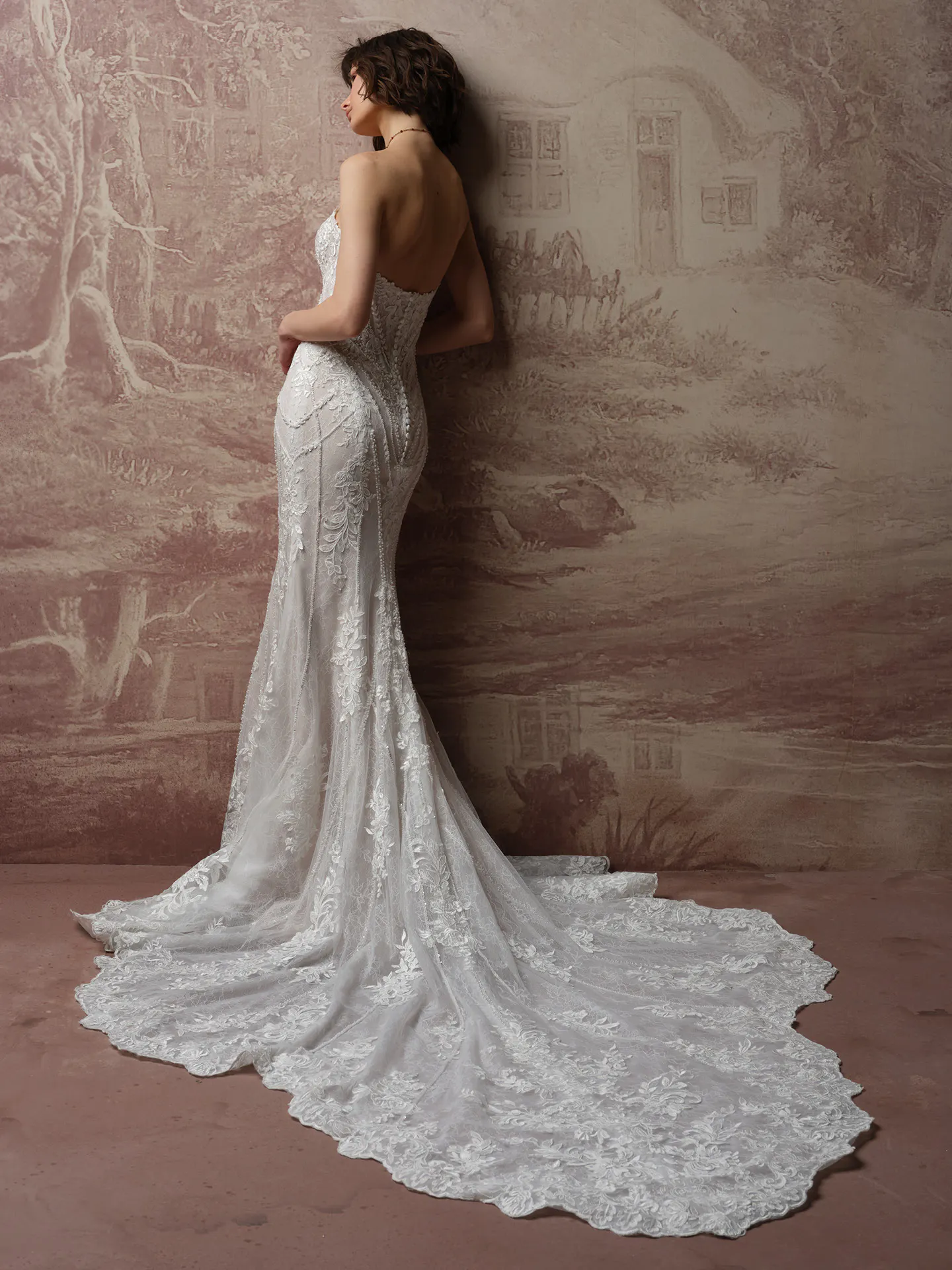 Sottero and Midgley Hester, back view lace bodice wedding dress.