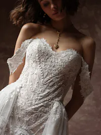 Luminous sequin lace bridal cap-sleeves