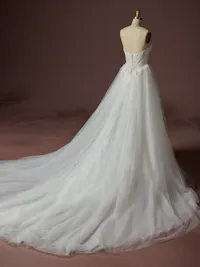 Luminous unembellished lace sparkle tulle bridal train