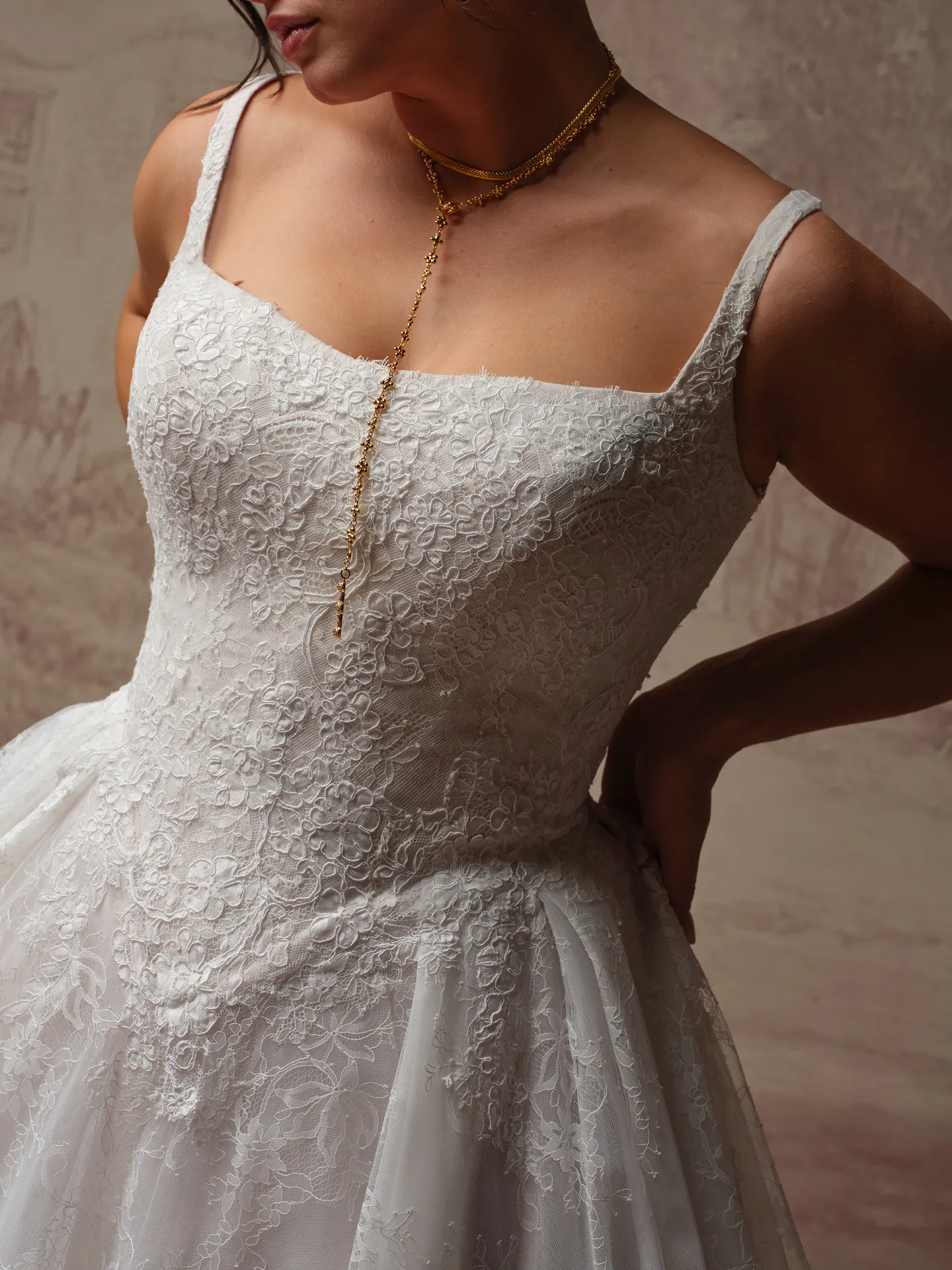 Sottero and Midgley Ivandra lace bodice,, side view.