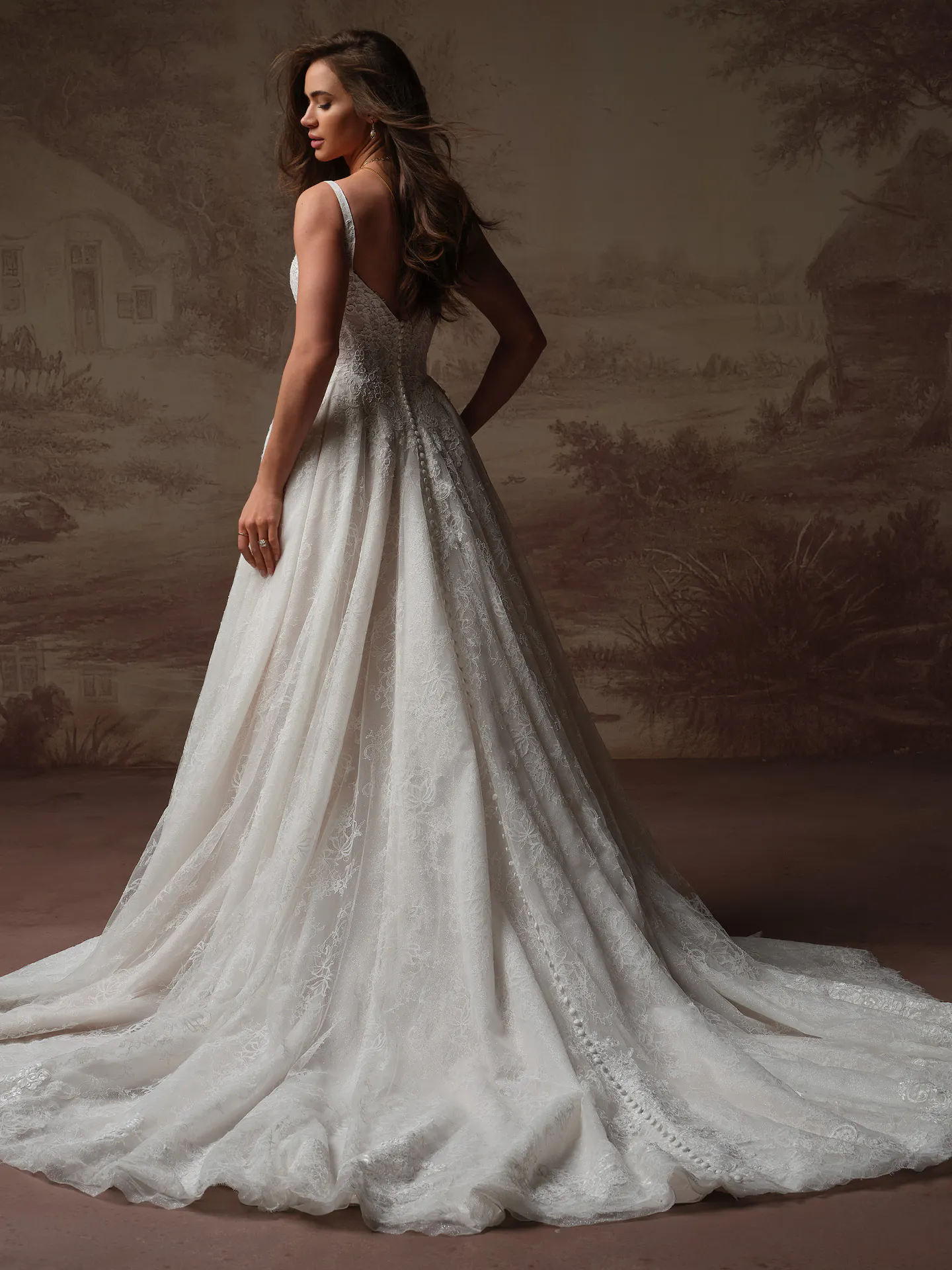 Sottero and Midgley Ivandra, back view, glitter tulle ballgown dress.