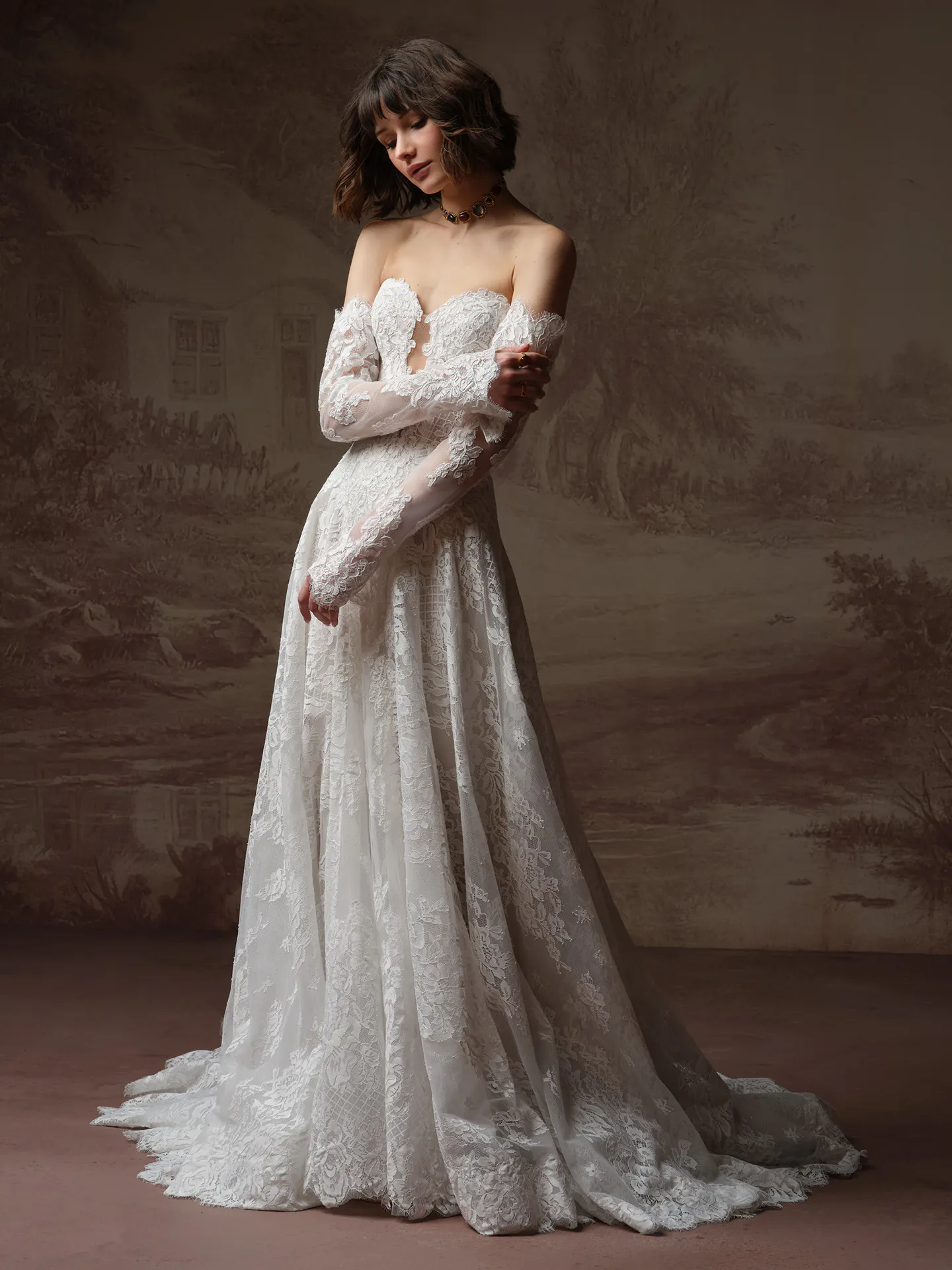 Sottero and Midgley Keeva lace A-line, front view.