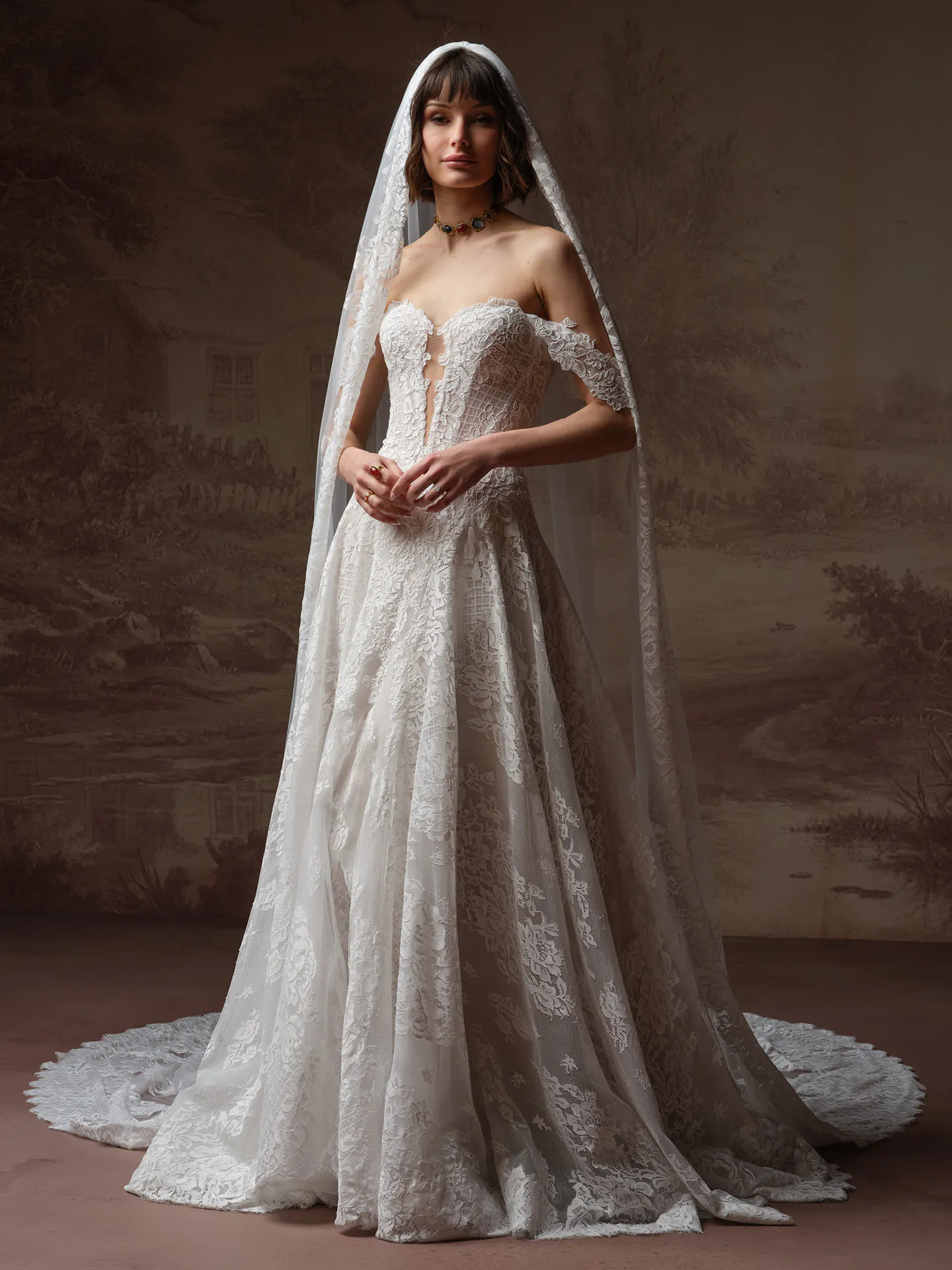 Sottero and Midgley Keeva lace A-Line, front view.