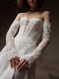 Ornate corded overlace flare cuff wedding dress sleeves