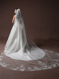 Romantic beaded and sequin lace accented bridal veil