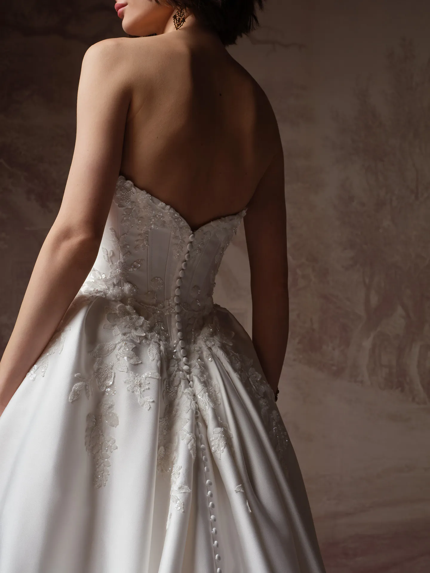 Sottero and Midgley Petra, back view 3-D beaded lace wedding dress.