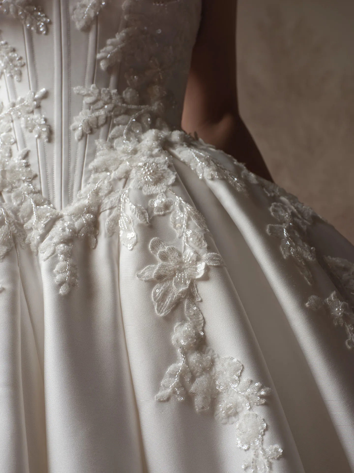 Sottero and Midgley Petra 3-D beaded lace close-up.
