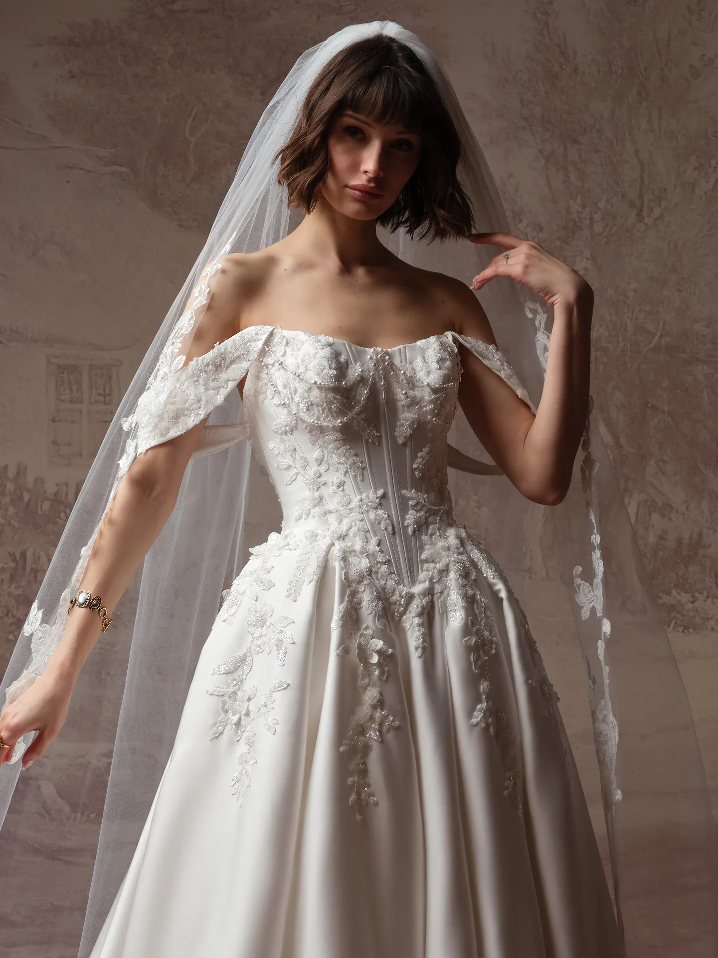Petra Detachable Cartago Satin Cap-Sleeves | Sottero and Midgley
